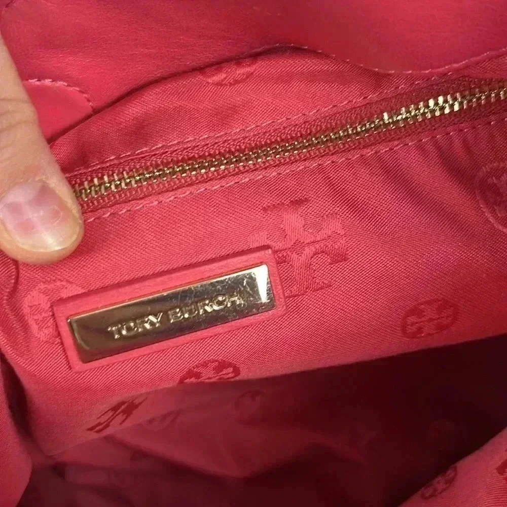 Tory Burch Marion Quilted Chain Slouchy Tote In Peony Bag Purse Chain Coral Pink - Picture 6 of 16